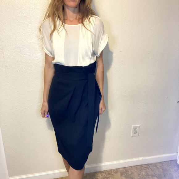 Magaschoni Classic Wool Pencil Skirt W/ Tie Classy Work Party - Picture 2 of 13